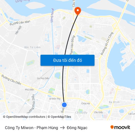 Công Ty Miwon - Phạm Hùng to Đông Ngạc map