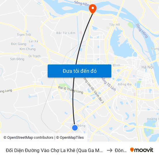 Đối Diện Đường Vào Chợ La Khê (Qua Ga Metro La Khê) - 405 Quang Trung (Hà Đông) to Đông Ngạc map