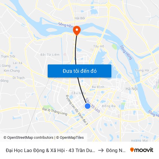 Đại Học Lao Động & Xã Hội - 43 Trần Duy Hưng to Đông Ngạc map