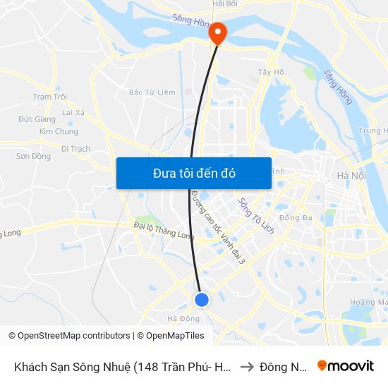 Khách Sạn Sông Nhuệ (148 Trần Phú- Hà Đông) to Đông Ngạc map