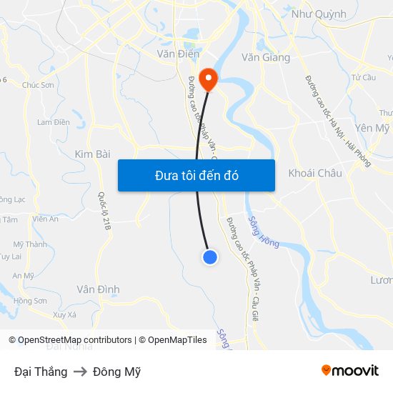 Đại Thắng to Đông Mỹ map