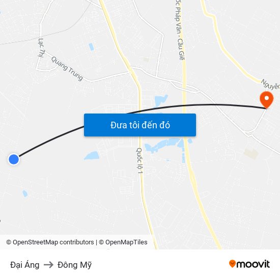 Đại Áng to Đông Mỹ map