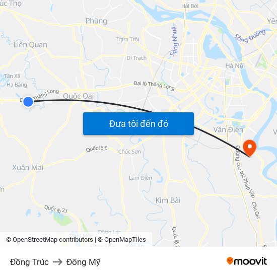 Đồng Trúc to Đông Mỹ map