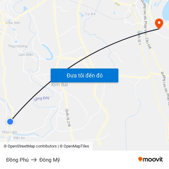 Đồng Phú to Đông Mỹ map