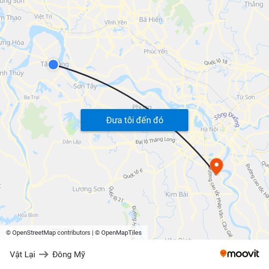 Vật Lại to Đông Mỹ map