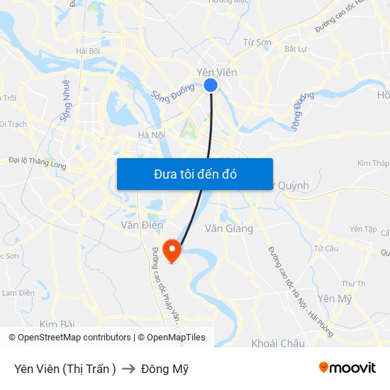 Yên Viên (Thị Trấn ) to Đông Mỹ map