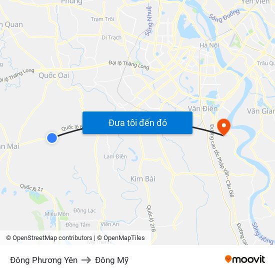 Đông Phương Yên to Đông Mỹ map