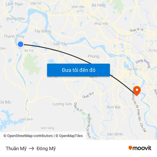 Thuần Mỹ to Đông Mỹ map