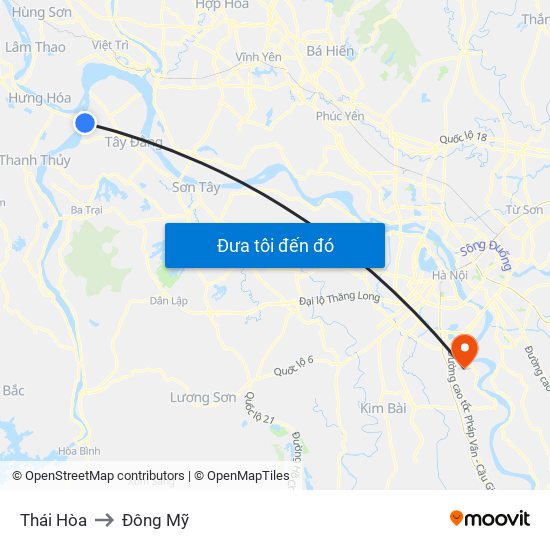 Thái Hòa to Đông Mỹ map