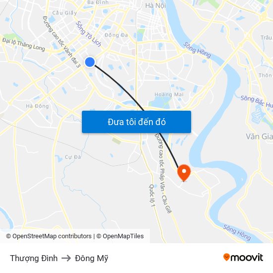 Thượng Đình to Đông Mỹ map