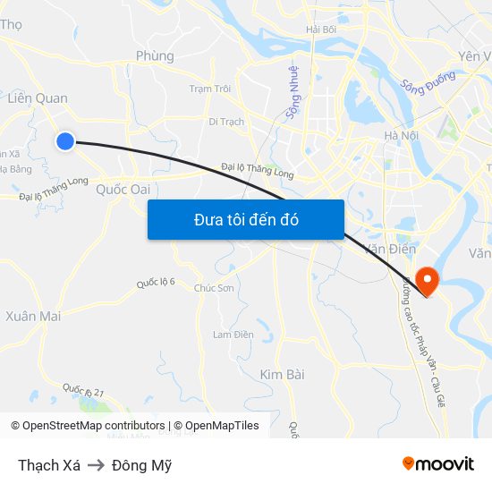 Thạch Xá to Đông Mỹ map