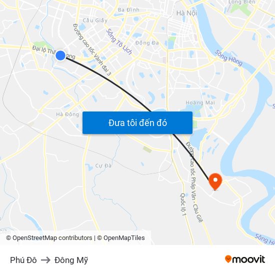 Phú Đô to Đông Mỹ map