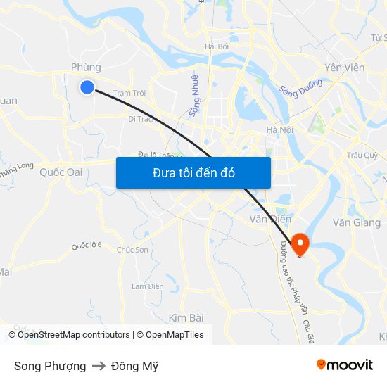 Song Phượng to Đông Mỹ map