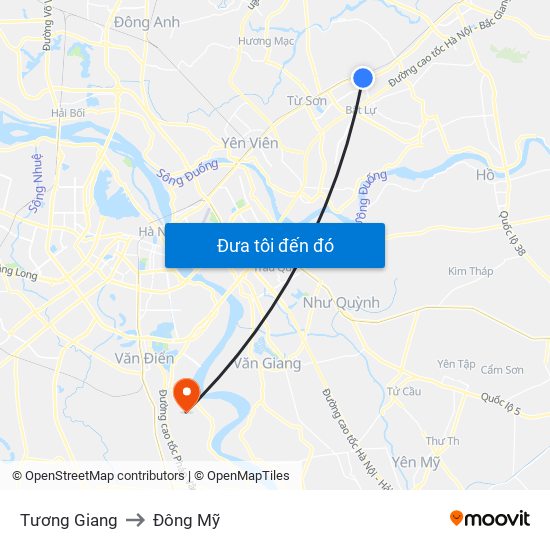 Tương Giang to Đông Mỹ map