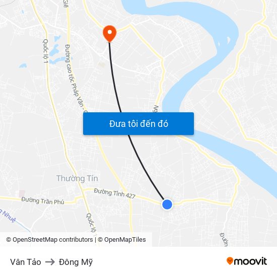 Vân Tảo to Đông Mỹ map