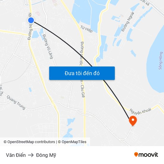 Văn Điển to Đông Mỹ map