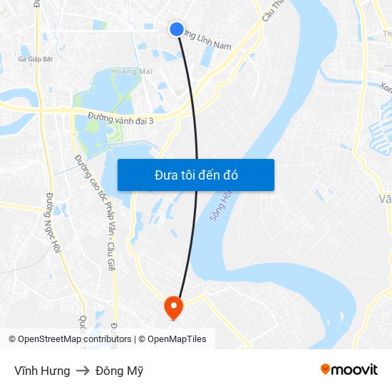 Vĩnh Hưng to Đông Mỹ map