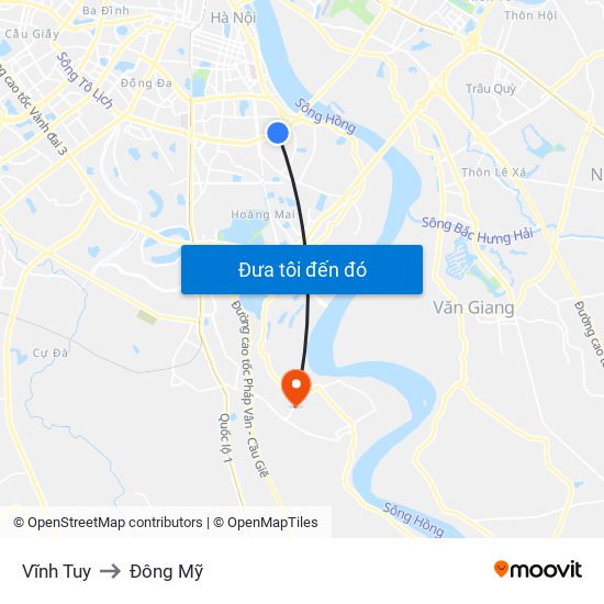 Vĩnh Tuy to Đông Mỹ map