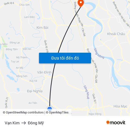 Vạn Kim to Đông Mỹ map