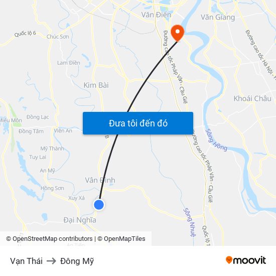 Vạn Thái to Đông Mỹ map