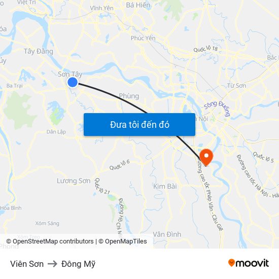 Viên Sơn to Đông Mỹ map