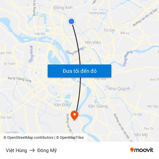 Việt Hùng to Đông Mỹ map