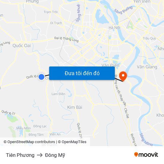 Tiên Phương to Đông Mỹ map
