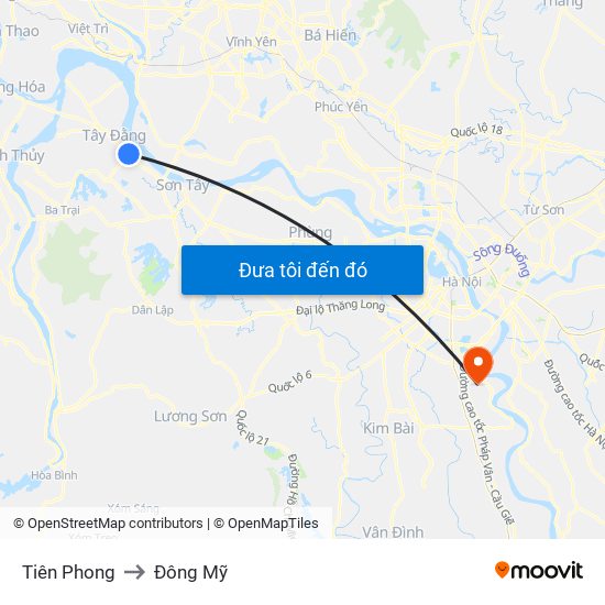 Tiên Phong to Đông Mỹ map