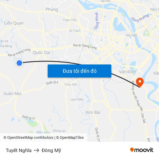 Tuyết Nghĩa to Đông Mỹ map