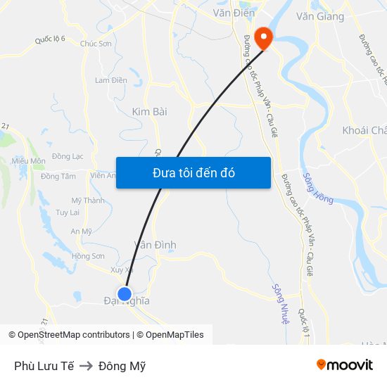 Phù Lưu Tế to Đông Mỹ map