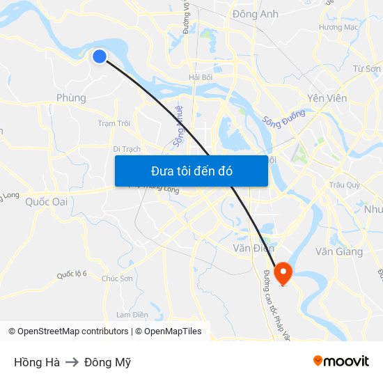 Hồng Hà to Đông Mỹ map