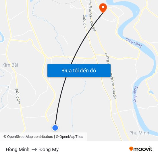 Hồng Minh to Đông Mỹ map