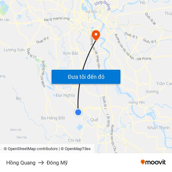 Hồng Quang to Đông Mỹ map