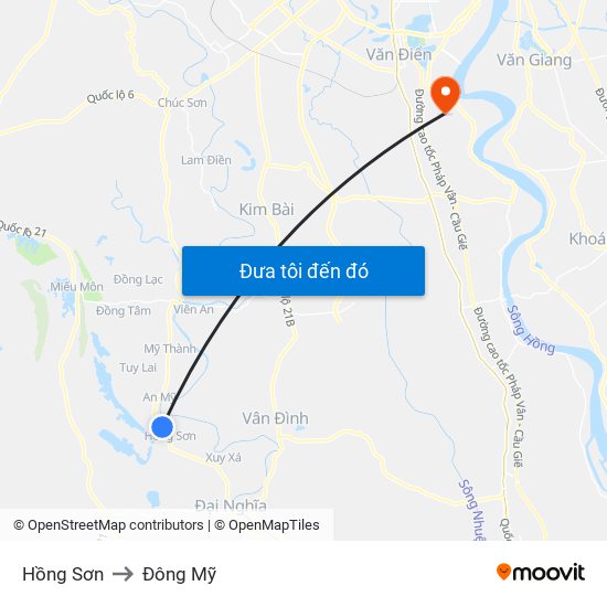 Hồng Sơn to Đông Mỹ map