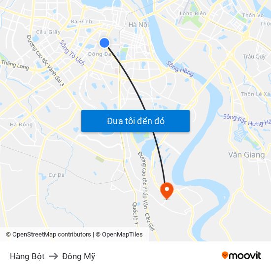 Hàng Bột to Đông Mỹ map