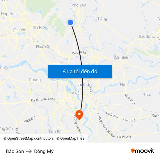 Bắc Sơn to Đông Mỹ map