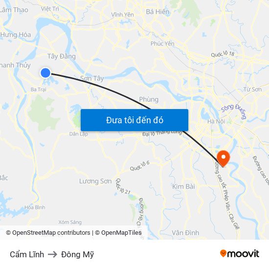 Cẩm Lĩnh to Đông Mỹ map