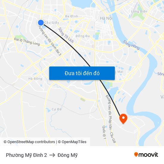 Phường Mỹ Đình 2 to Đông Mỹ map