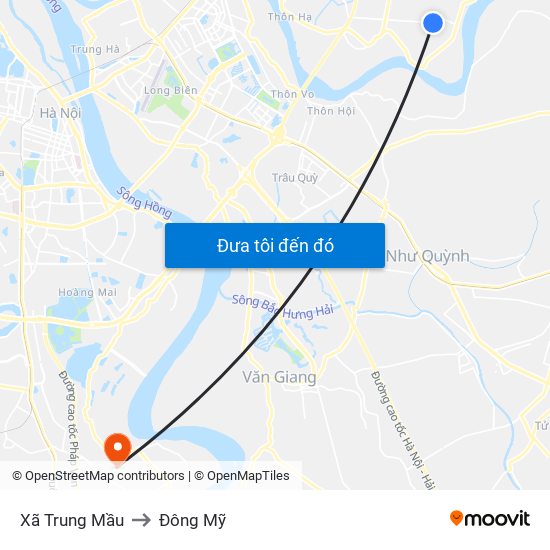 Xã Trung Mầu to Đông Mỹ map