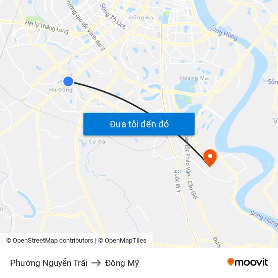 Phường Nguyễn Trãi to Đông Mỹ map