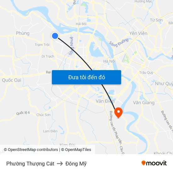 Phường Thượng Cát to Đông Mỹ map