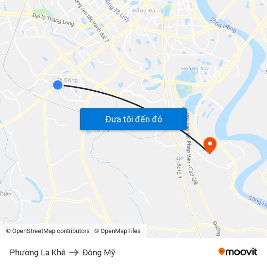 Phường La Khê to Đông Mỹ map