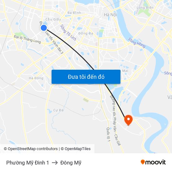 Phường Mỹ Đình 1 to Đông Mỹ map