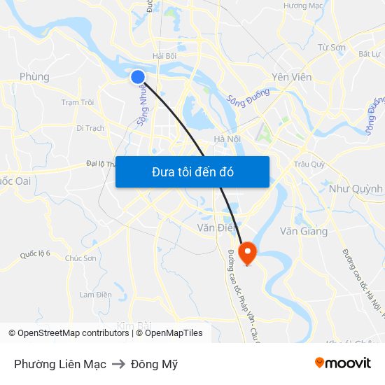 Phường Liên Mạc to Đông Mỹ map