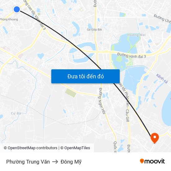 Phường Trung Văn to Đông Mỹ map