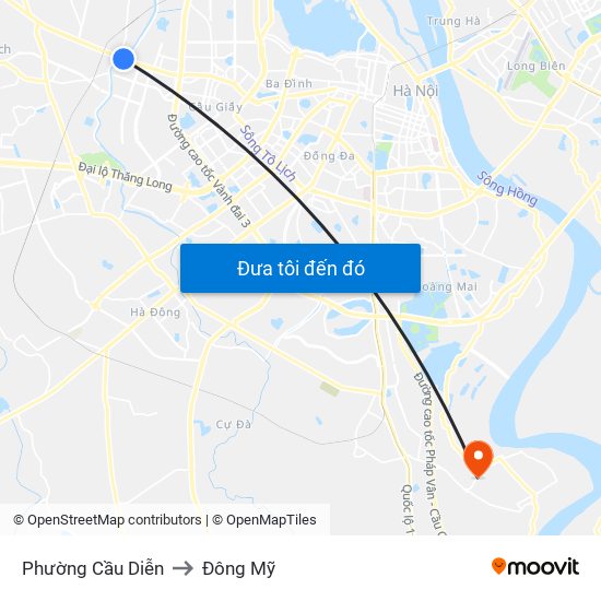 Phường Cầu Diễn to Đông Mỹ map