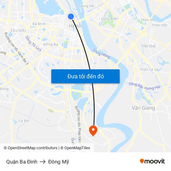 Quận Ba Đình to Đông Mỹ map