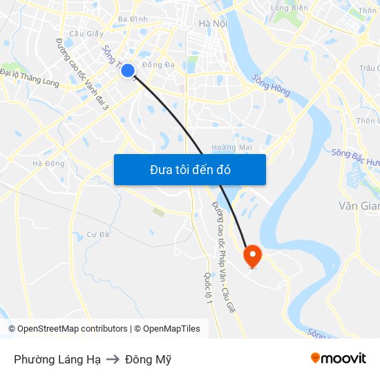 Phường Láng Hạ to Đông Mỹ map