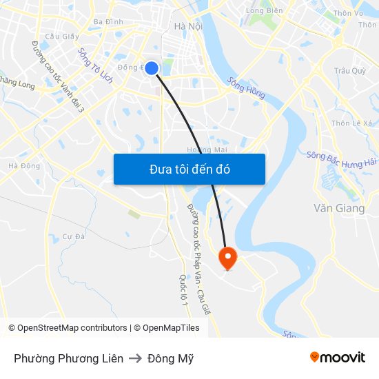 Phường Phương Liên to Đông Mỹ map