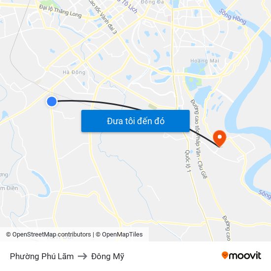 Phường Phú Lãm to Đông Mỹ map